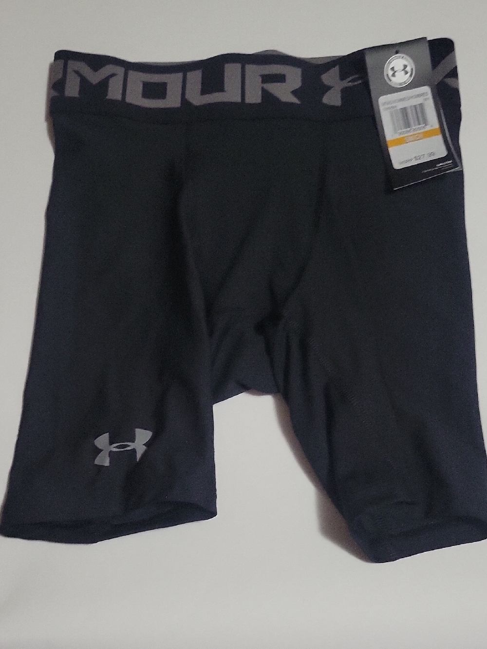 Under Armour Men’s Black Athletic Compression Shorts with Grey Logo